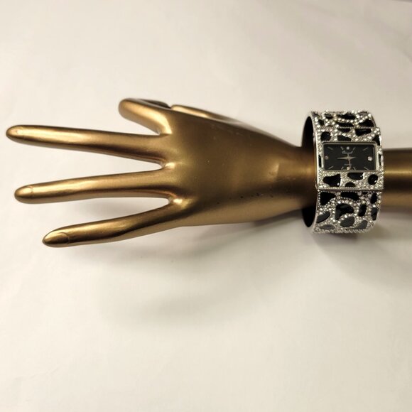 OSIROCK Sequin Black Sparkly Cuff Bangle Watch - Picture 4 of 16